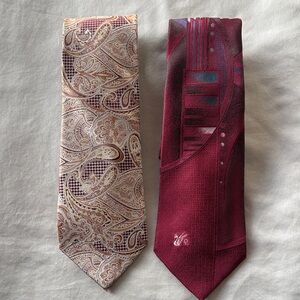 Men’s Tie Lot (2) – Red Paisley & Geometric Pattern Neckties